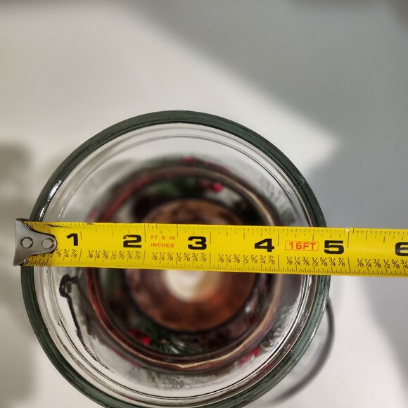 Lantern Style Glass Pine and Red Berry Christmas Candle Holder - Picture 8 of 9